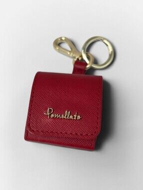 Pomellato Red Leather Airpods Case Mini Keychain Pouch